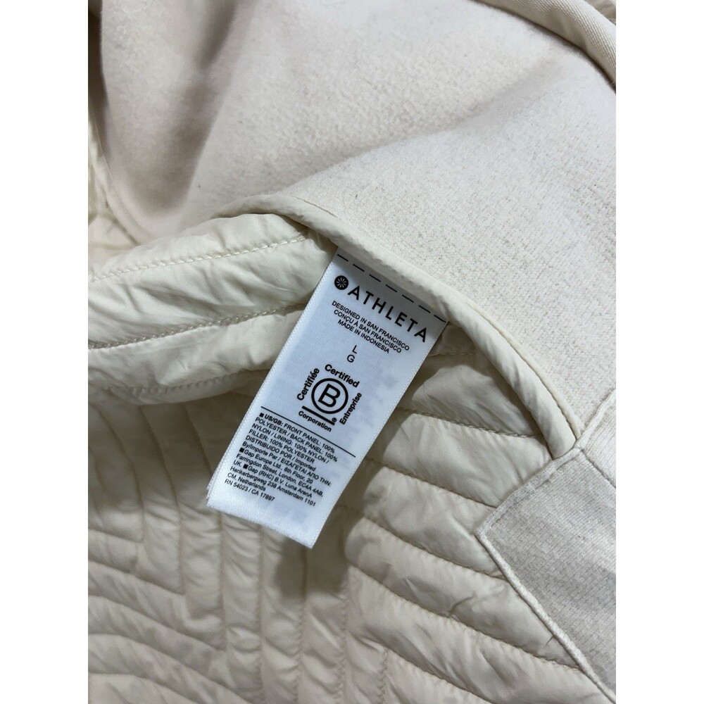 ATHLETA Cozy Day Hybrid Coat Sherpa Size Large Chantilly Cream - Picture 10 of 13